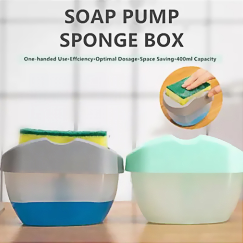 2 In 1 Soap Pump Caddy Dispenser With Cleaning Sponge Holder Multicolour,